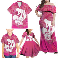 Pink Polynesia Father's Day Family Matching Off Shoulder Maxi Dress and Hawaiian Shirt Dad You Are My Hero LT14 - Polynesian Pride