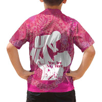 Pink Polynesia Father's Day Family Matching Off Shoulder Short Dress and Hawaiian Shirt Dad You Are My Hero LT14 - Polynesian Pride