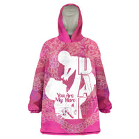 Pink Polynesia Father's Day Wearable Blanket Hoodie Dad You Are My Hero