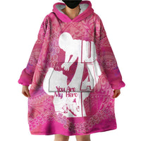 Pink Polynesia Father's Day Wearable Blanket Hoodie Dad You Are My Hero