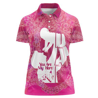 Pink Polynesia Father's Day Women Polo Shirt Dad You Are My Hero