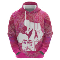 Pink Polynesia Father's Day Zip Hoodie Dad You Are My Hero