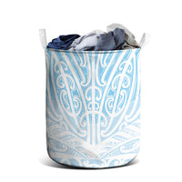 Blue New Zealand Puhoro Maori Tattoo Laundry Basket