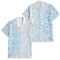Blue New Zealand Puhoro Maori Tattoo Family Matching Off The Shoulder Long Sleeve Dress and Hawaiian Shirt LT14 Dad's Shirt - Short Sleeve Blue - Polynesian Pride