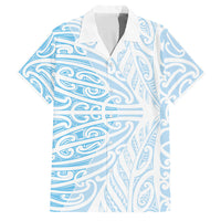 Blue New Zealand Puhoro Maori Tattoo Family Matching Short Sleeve Bodycon Dress and Hawaiian Shirt LT14 Dad's Shirt - Short Sleeve Blue - Polynesian Pride
