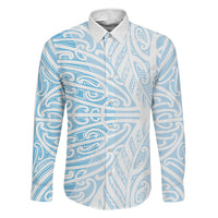 Blue New Zealand Puhoro Maori Tattoo Family Matching Short Sleeve Bodycon Dress and Hawaiian Shirt LT14 Daughter's Dress Blue - Polynesian Pride