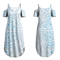 Blue New Zealand Puhoro Maori Tattoo Family Matching Summer Maxi Dress and Hawaiian Shirt LT14 Mom's Dress Blue - Polynesian Pride
