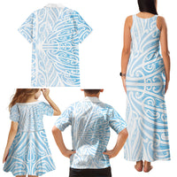 Blue New Zealand Puhoro Maori Tattoo Family Matching Tank Maxi Dress and Hawaiian Shirt LT14 Mom's Dress Blue - Polynesian Pride