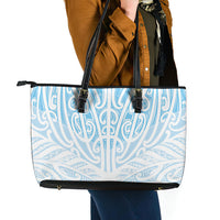 Blue New Zealand Puhoro Maori Tattoo Leather Tote Bag