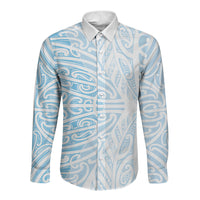 Blue New Zealand Puhoro Maori Tattoo Long Sleeve Button Shirt LT14 Unisex Blue - Polynesian Pride