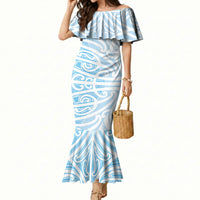 Blue New Zealand Puhoro Maori Tattoo Mermaid Dress LT14 Women Blue - Polynesian Pride