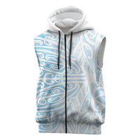 Blue New Zealand Puhoro Maori Tattoo Sleeveless Zip Hoodie