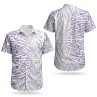 Purple New Zealand Puhoro Maori Tattoo Couples Matching Off Shoulder Maxi Dress and Hawaiian Shirt LT14 - Polynesian Pride