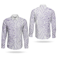 Purple New Zealand Puhoro Maori Tattoo Couples Matching Short Sleeve Bodycon Dress and Long Sleeve Button Shirt LT14 - Polynesian Pride