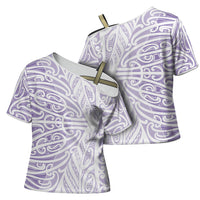 Purple New Zealand Puhoro Maori Tattoo Cross Shoulder Shirt