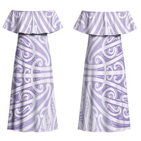 Purple New Zealand Puhoro Maori Tattoo Family Matching Off Shoulder Maxi Dress and Hawaiian Shirt LT14 Mom's Dress Purple - Polynesian Pride