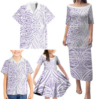 Purple New Zealand Puhoro Maori Tattoo Family Matching Puletasi and Hawaiian Shirt LT14 - Polynesian Pride