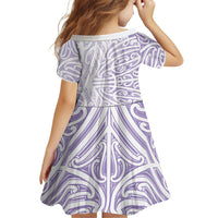 Purple New Zealand Puhoro Maori Tattoo Family Matching Short Sleeve Bodycon Dress and Hawaiian Shirt