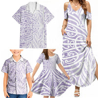 Purple New Zealand Puhoro Maori Tattoo Family Matching Summer Maxi Dress and Hawaiian Shirt LT14 - Polynesian Pride
