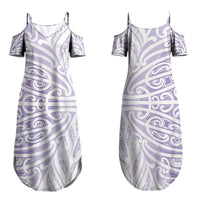 Purple New Zealand Puhoro Maori Tattoo Family Matching Summer Maxi Dress and Hawaiian Shirt LT14 Mom's Dress Purple - Polynesian Pride