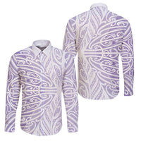 Purple New Zealand Puhoro Maori Tattoo Family Matching Summer Maxi Dress and Hawaiian Shirt LT14 Dad's Shirt - Long Sleeve Purple - Polynesian Pride