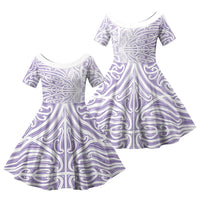 Purple New Zealand Puhoro Maori Tattoo Family Matching Summer Maxi Dress and Hawaiian Shirt LT14 Daughter's Dress Purple - Polynesian Pride