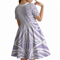 Purple New Zealand Puhoro Maori Tattoo Kid Short Sleeve Dress LT14 - Polynesian Pride
