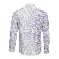 Purple New Zealand Puhoro Maori Tattoo Long Sleeve Button Shirt LT14 - Polynesian Pride