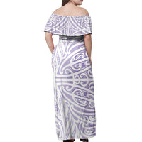 Purple New Zealand Puhoro Maori Tattoo Off Shoulder Maxi Dress LT14 - Polynesian Pride