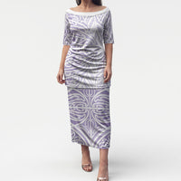 Purple New Zealand Puhoro Maori Tattoo Puletasi LT14 Long Dress Purple - Polynesian Pride