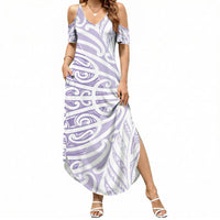 Purple New Zealand Puhoro Maori Tattoo Summer Maxi Dress LT14 Women Purple - Polynesian Pride