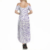 Purple New Zealand Puhoro Maori Tattoo Summer Maxi Dress LT14 - Polynesian Pride