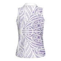Purple New Zealand Puhoro Maori Tattoo Women Sleeveless Polo Shirt