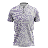 Purple New Zealand Puhoro Maori Tattoo Zipper Polo Shirt LT14 Purple - Polynesian Pride