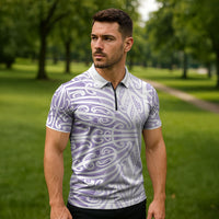 Purple New Zealand Puhoro Maori Tattoo Zipper Polo Shirt
