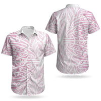 Pink New Zealand Puhoro Maori Tattoo Couples Matching Puletasi and Hawaiian Shirt LT14 - Polynesian Pride