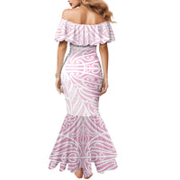 Pink New Zealand Puhoro Maori Tattoo Family Matching Mermaid Dress and Hawaiian Shirt