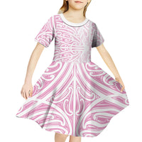 Pink New Zealand Puhoro Maori Tattoo Kid Short Sleeve Dress