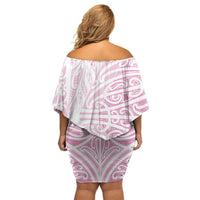 Pink New Zealand Puhoro Maori Tattoo Off Shoulder Short Dress