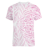 Pink New Zealand Puhoro Maori Tattoo Women V-Neck T-Shirt