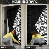 Black New Zealand Puhoro Maori Tattoo Door Cover