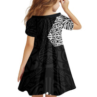 Black New Zealand Puhoro Maori Tattoo Kid Short Sleeve Dress