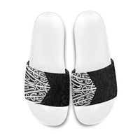 Black New Zealand Puhoro Maori Tattoo Slide Sandals