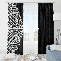 Black New Zealand Puhoro Maori Tattoo Window Curtain