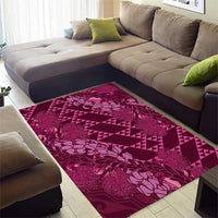 Pink Aloha Hawaii Area Rug Hawaiian Kakau Ohia Lehua Lei - Polynesian Pride