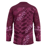 Pink Aloha Hawaii Hockey Jersey Hawaiian Kakau Ohia Lehua Lei - Polynesian Pride