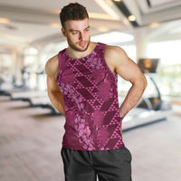 Pink Aloha Hawaii Men Tank Top Hawaiian Kakau Ohia Lehua Lei - Polynesian Pride