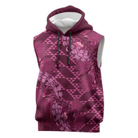 Pink Aloha Hawaii Sleeveless Hoodie Hawaiian Kakau Ohia Lehua Lei - Polynesian Pride