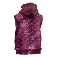 Pink Aloha Hawaii Sleeveless Zip Hoodie Hawaiian Kakau Ohia Lehua Lei - Polynesian Pride