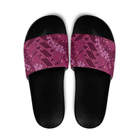 Pink Aloha Hawaii Slide Sandals Hawaiian Kakau Ohia Lehua Lei - Polynesian Pride